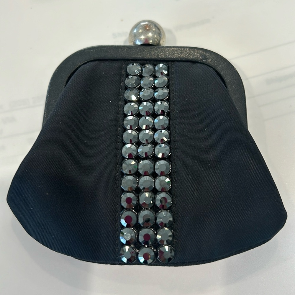 Swarovski black Monroe frame coin purse, sparkly! pre-loved. See photos.